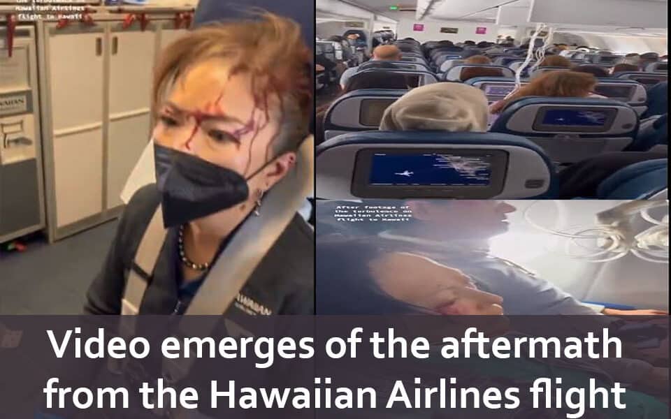 Video emerges of the aftermath from the Hawaiian Airlines flight that hit severe turbulence